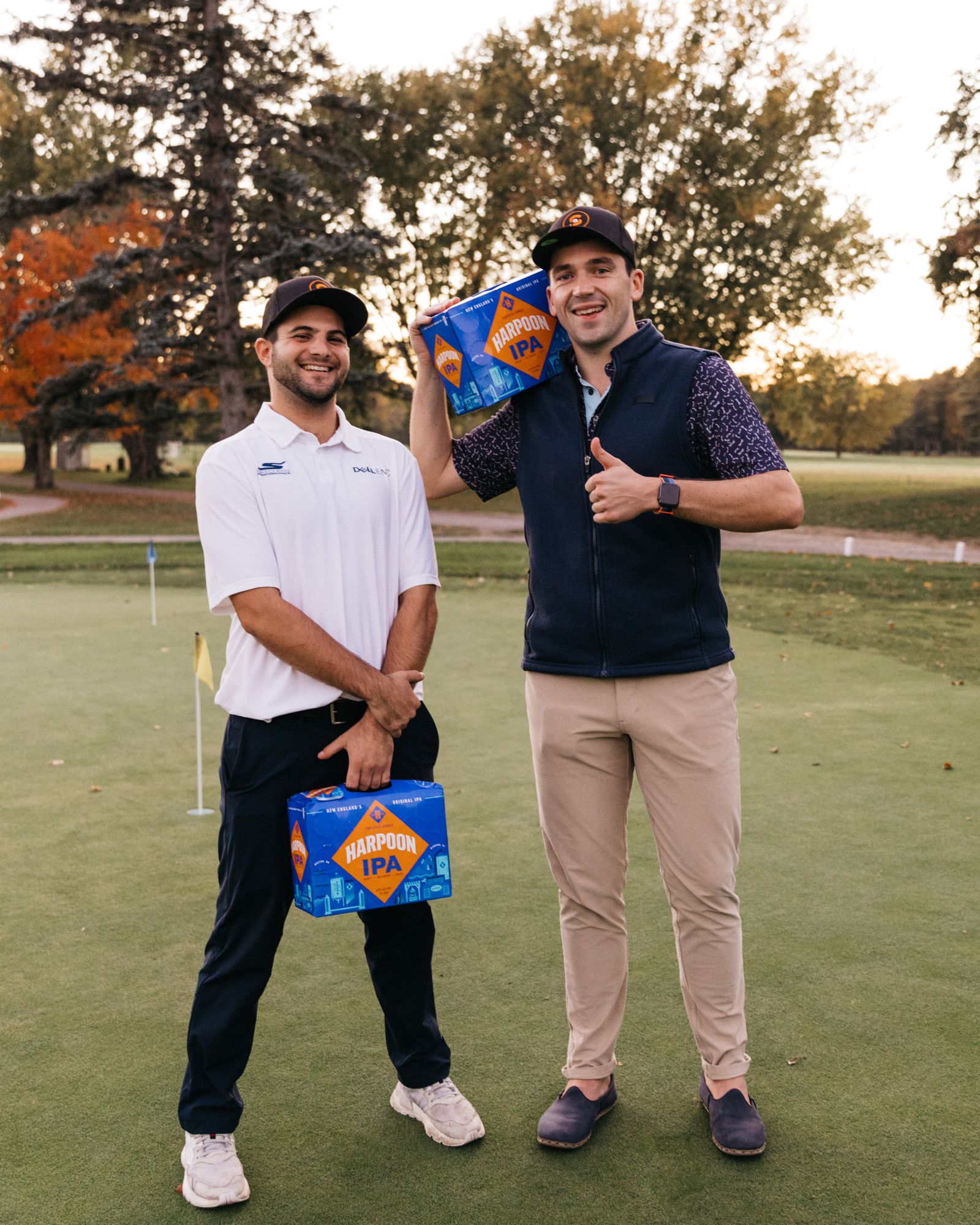 Aerial view of a golf course in autumn